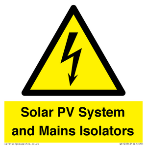 Solar PV System and Mains Isolators